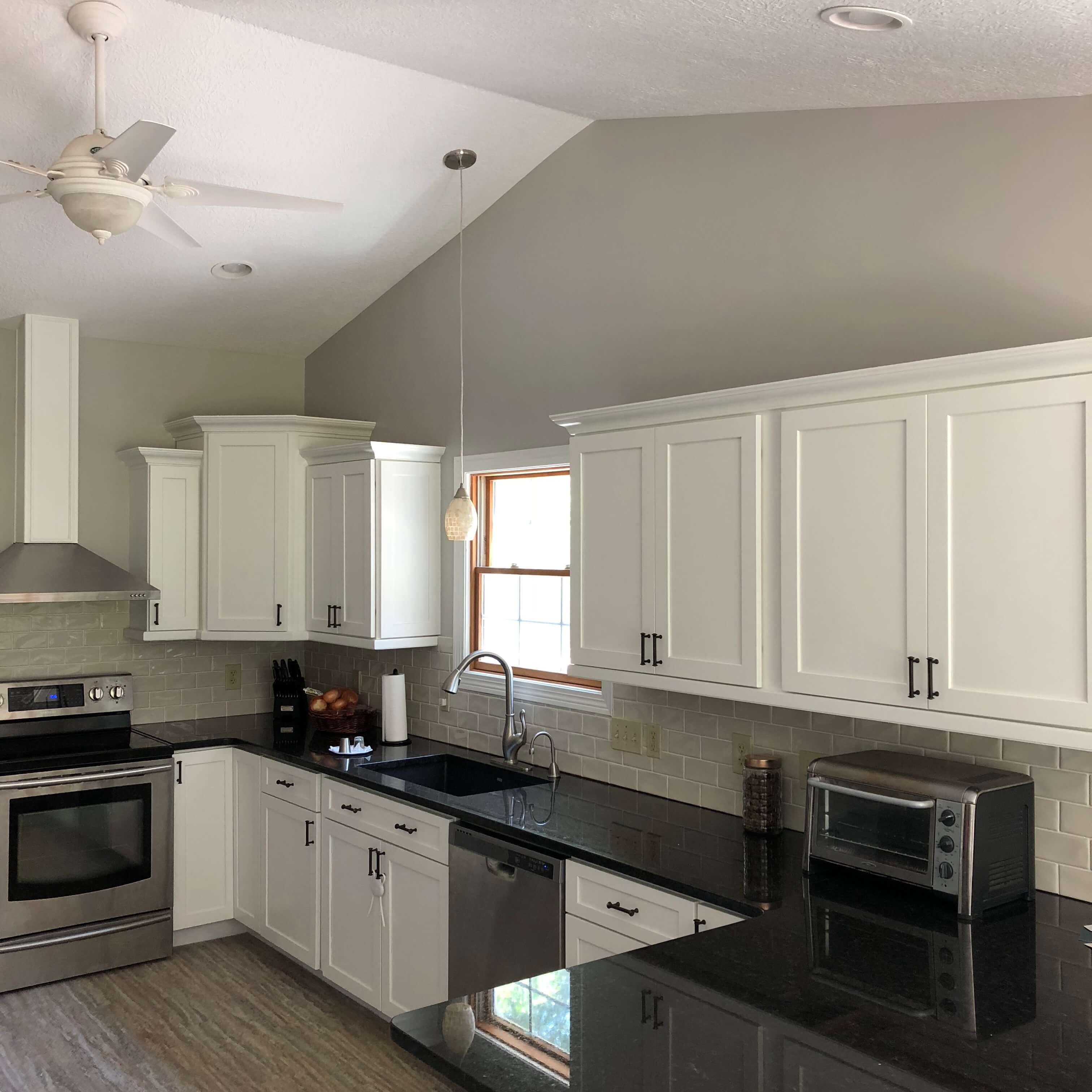 Freshly Refinished White Kitchen Cabinets Shepard Painting Solutions Residential Commercial Painting Canton Oh
