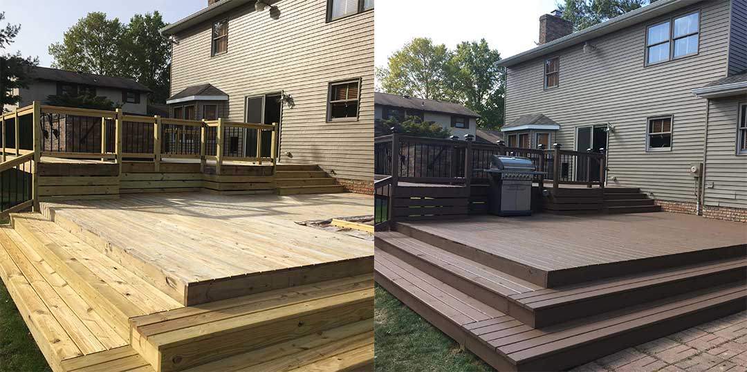 Deck Staining - Before and After