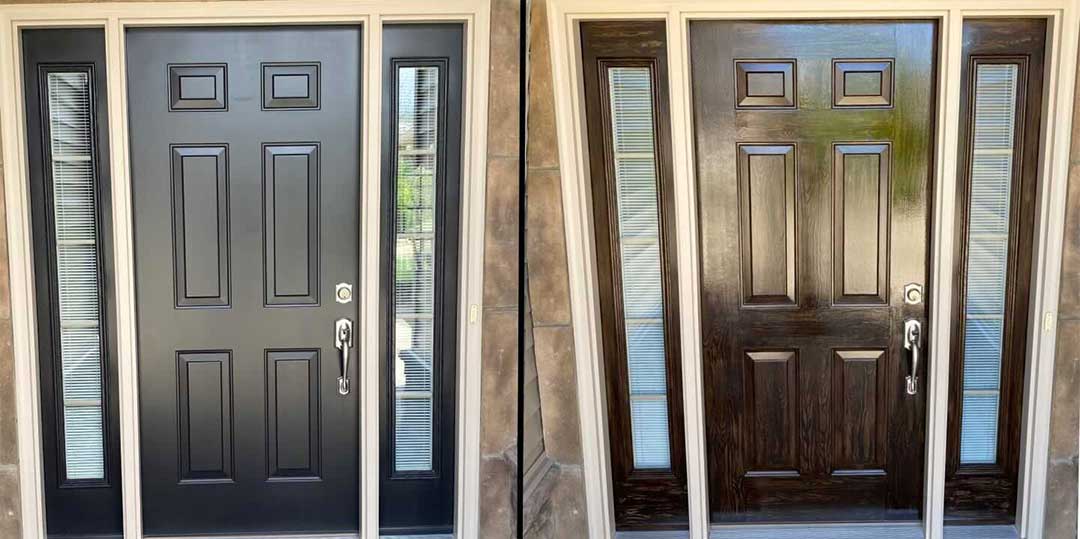 Faux Wood Door Finish - Before and After