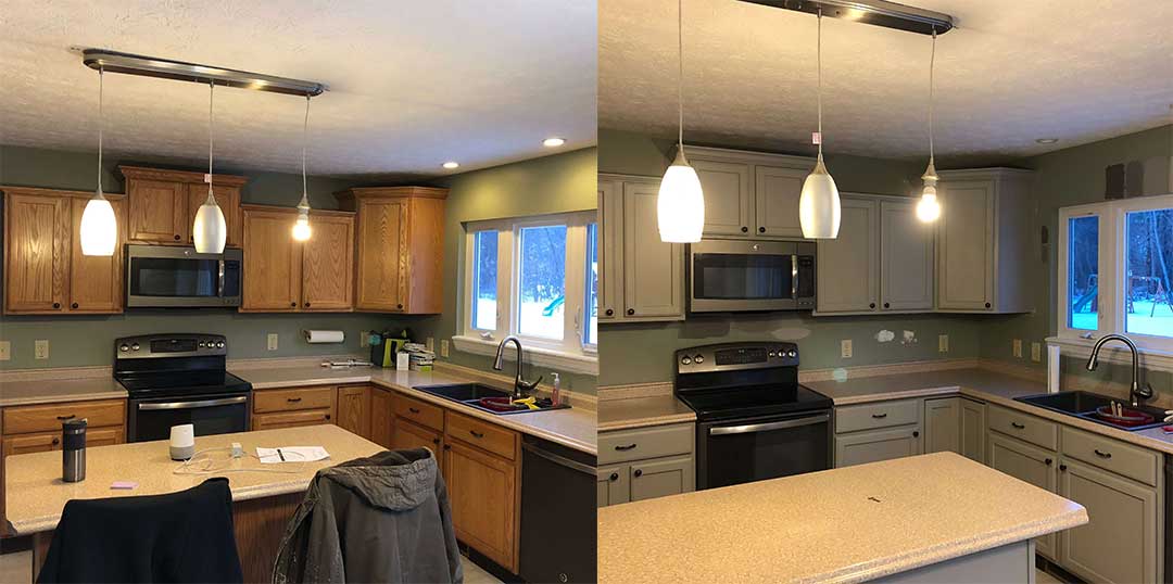 Oak Cabinets - Before and After