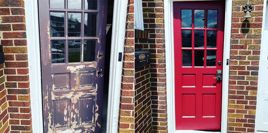 Wood Door Restore and Repaint - Before and After