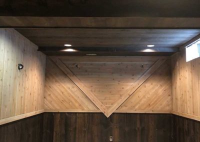 Rough Cedar & Rough Pine Wood Stained Finished Basement/Man Cave